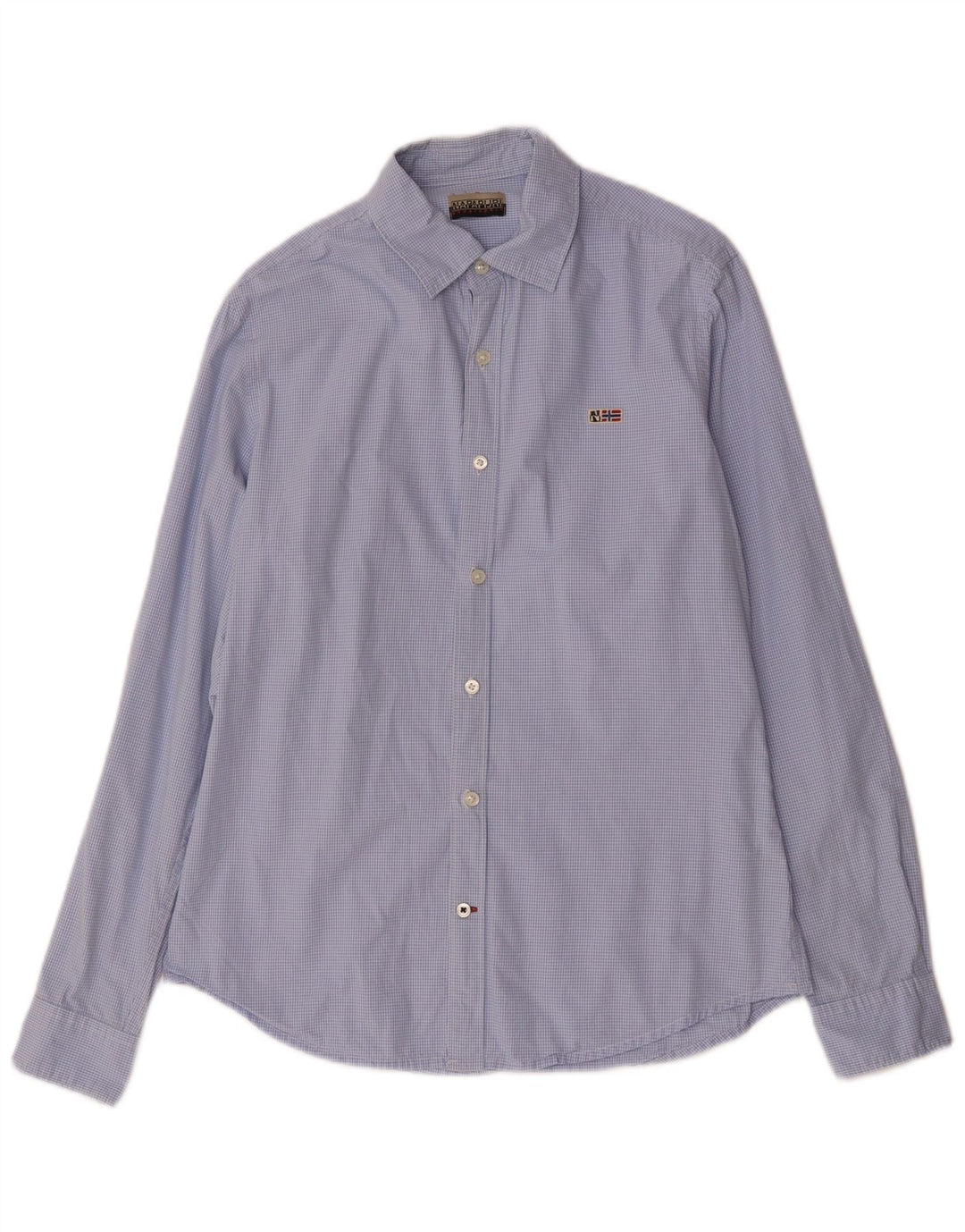Napapijri Chemise Geographical Bleu Moyen En Coton Vichy Homme