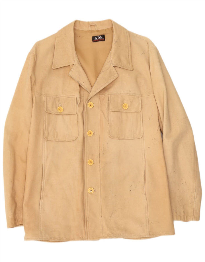 veste en cuir homme vintage IT 52 XL Beige