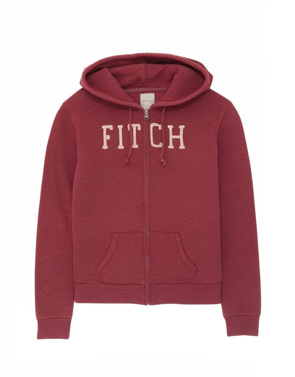 Abercrombie & Fitch Pull à capuche zippé graphique pour femme UK 4 XS Bordeaux