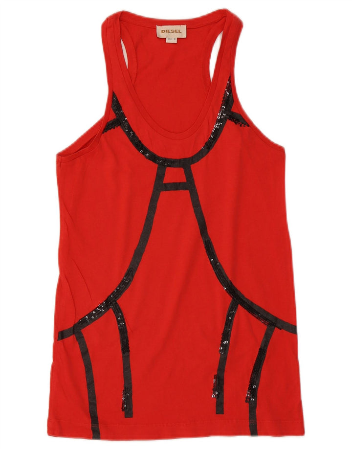 Diesel Débardeur Femme UK 12 Medium Rouge Colourblock