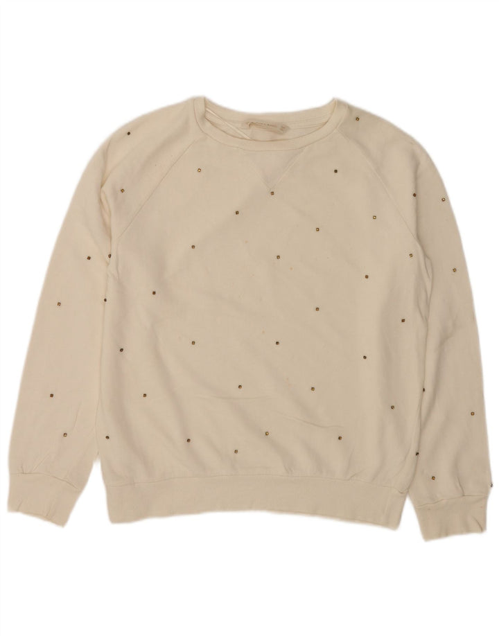 Zara Sweat-shirt pour femme UK 10 Petit coton blanc