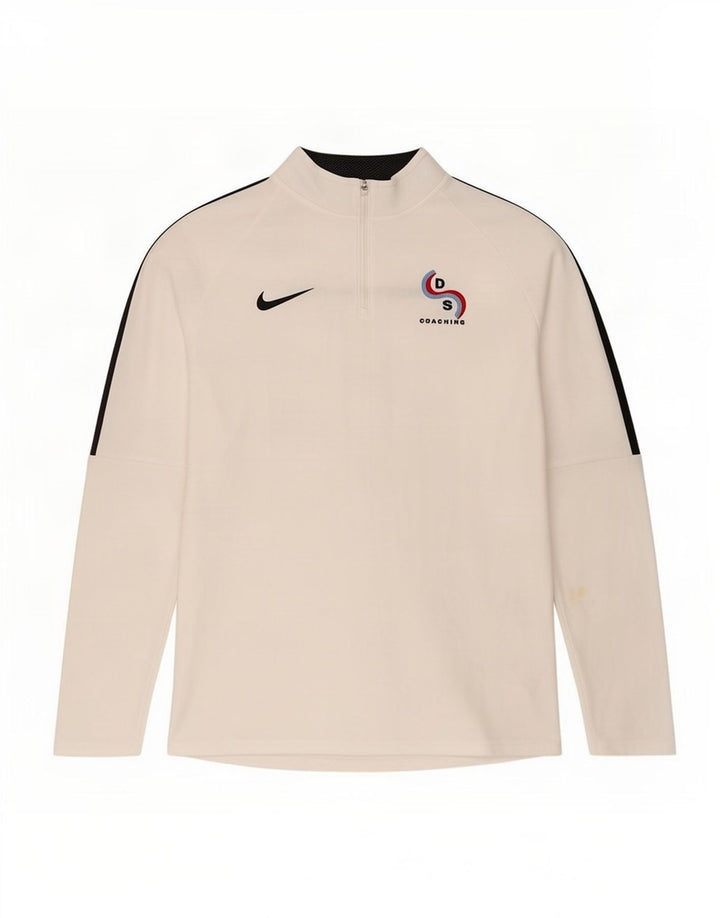 Nike Haut de survêtement à col zippé graphique pour hommes, grand color block blanc