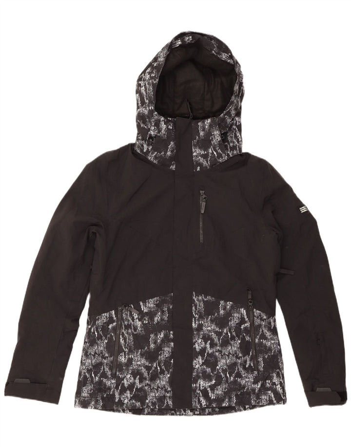 O'NEILL Veste de pluie à capuche à motif abstrait pour femme UK 14 Noir moyen
