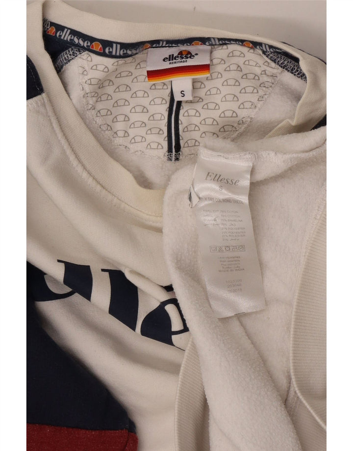 Ellesse Sweat-shirt graphique pour hommes, petit, en coton color block blanc