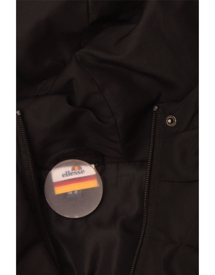 Ellesse Veste matelassée à capuche surdimensionnée pour femme UK 8 Small Noir Polyester
