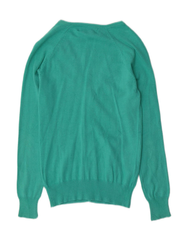 Zara Cardigan Femme Pull UK 10 Petit Coton Turquoise
