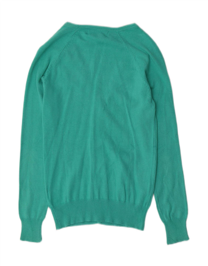 Zara Cardigan Femme Pull UK 10 Petit Coton Turquoise
