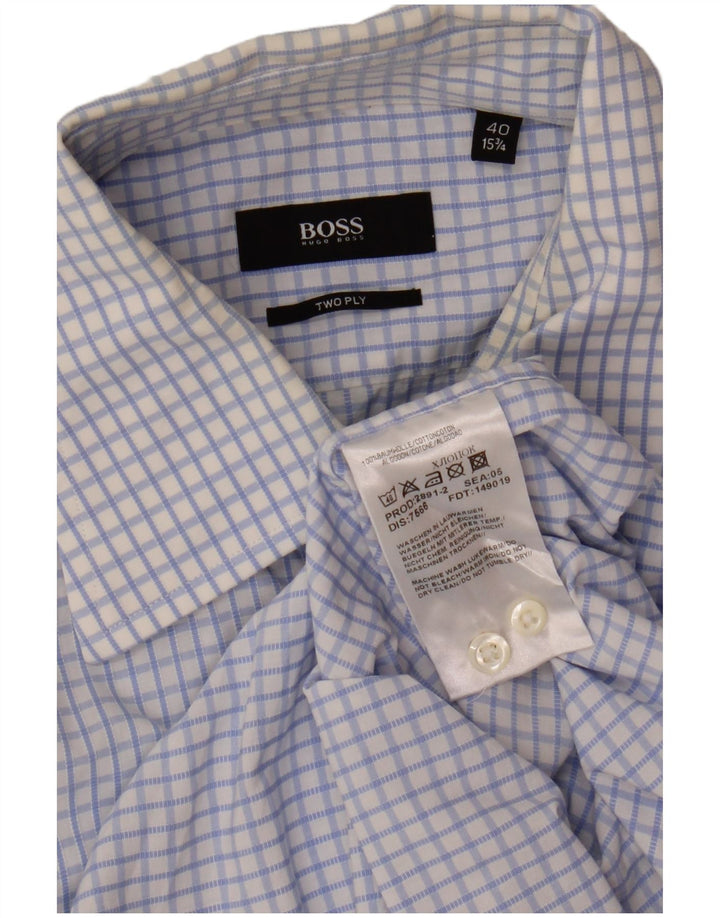 Hugo Boss Chemise Homme Taille 40 15 3/4 Coton Vichy Bleu Moyen