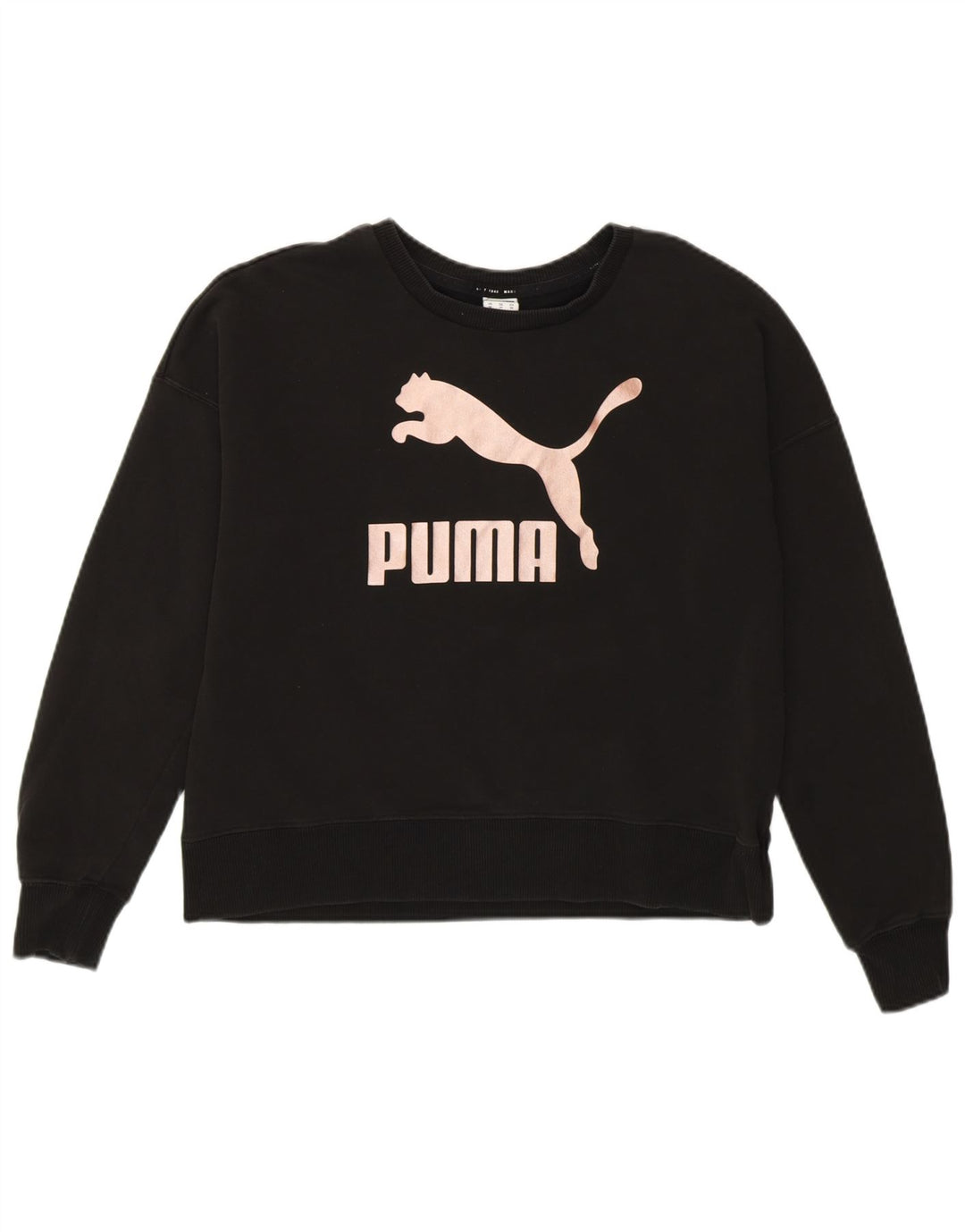 Puma Sweat-shirt court surdimensionné pour femme UK 6 XS Coton noir