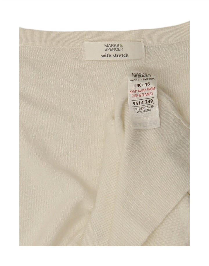 MARKS & SPENCER Womens Cardigan Sweater UK 16 Large White Viscose Vintage Marks & Spencer and Second-Hand Marks & Spencer from Messina Hembry 