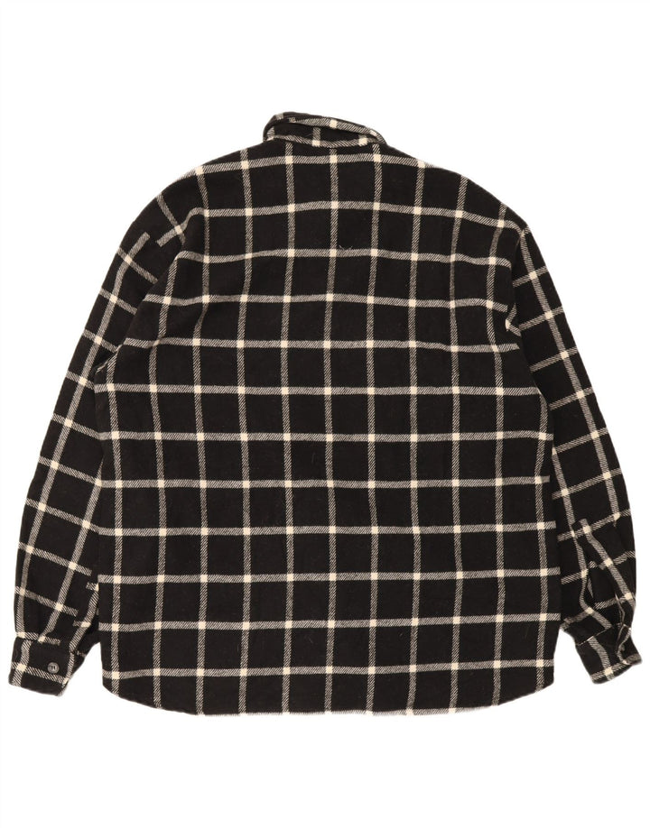 chemise en flanelle vintage pour hommes grand chèque noir