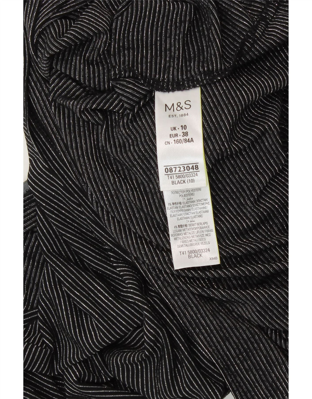 Marks & Spencer T-shirt surdimensionné pour femme UK 10 Petit noir rayé