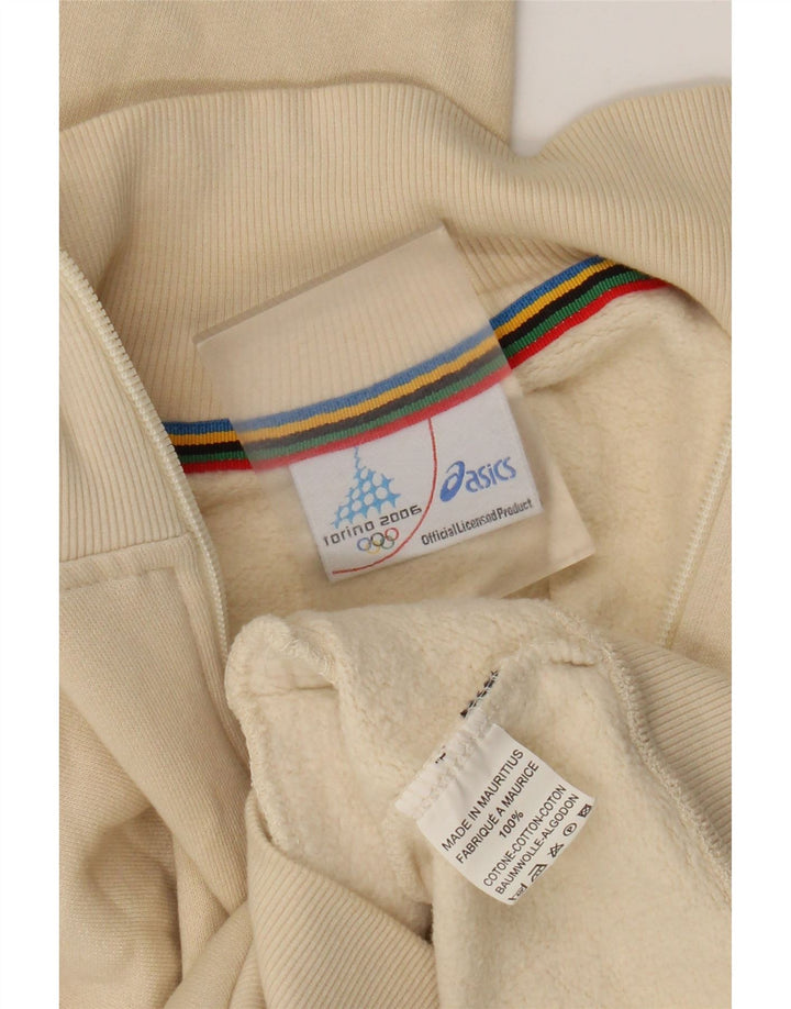 Asics Veste de survêtement graphique pour femme UK 10 Petit coton beige