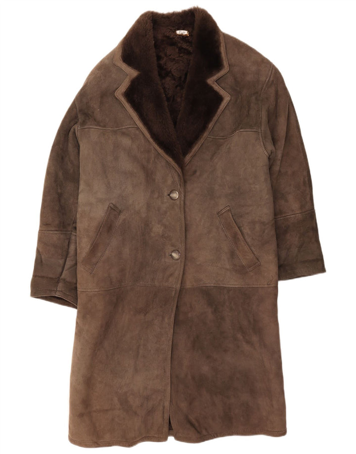 Manteau en peau de mouton femme vintage IT 42 peau de mouton gris moyen