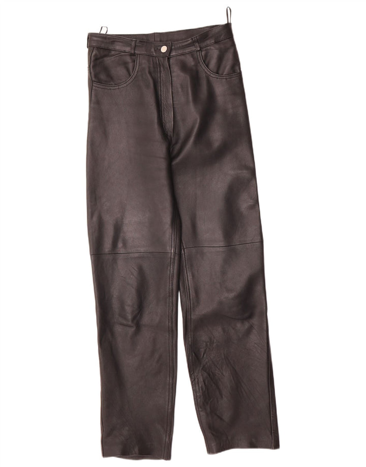 VINTAGE Pantalon droit femme EU 40 Moyen W28 L29 Cuir Noir