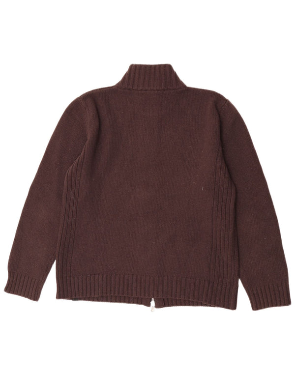 Calvin Klein Jeans Pull cardigan entièrement zippé pour femme UK 10 Petite laine marron