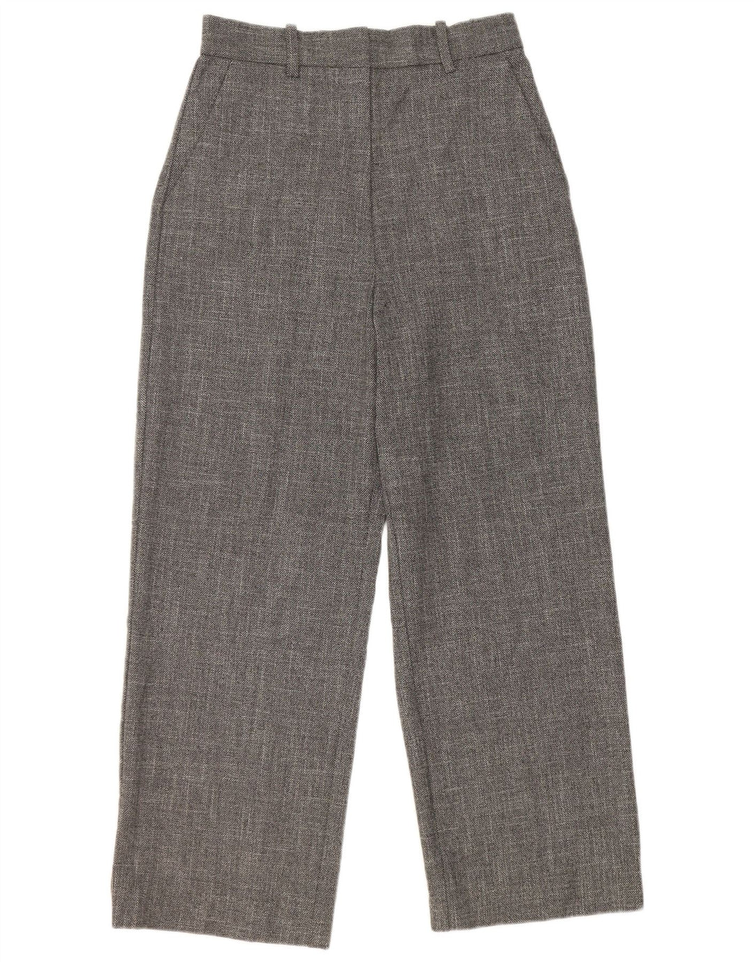 Zara Pantalon décontracté taille haute à jambe large pour femme Gris moyen Polyester