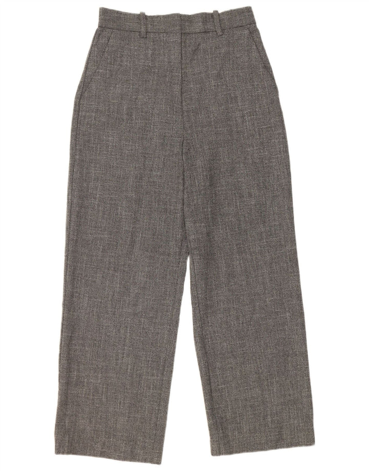 Zara Pantalon décontracté taille haute à jambe large pour femme Gris moyen Polyester