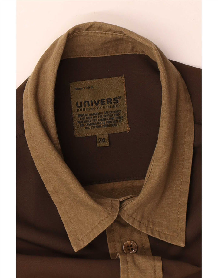 Univers Chemise Homme 2XL Marron Colorblock Polyester