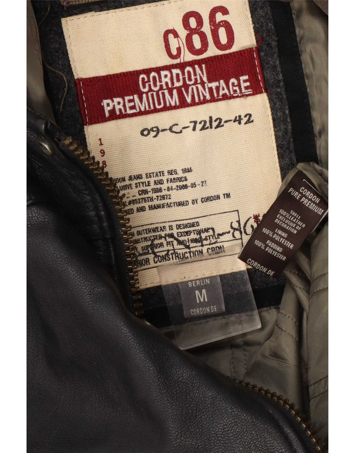 Cordon Veste en cuir graphique pour homme UK 38 Noir moyen
