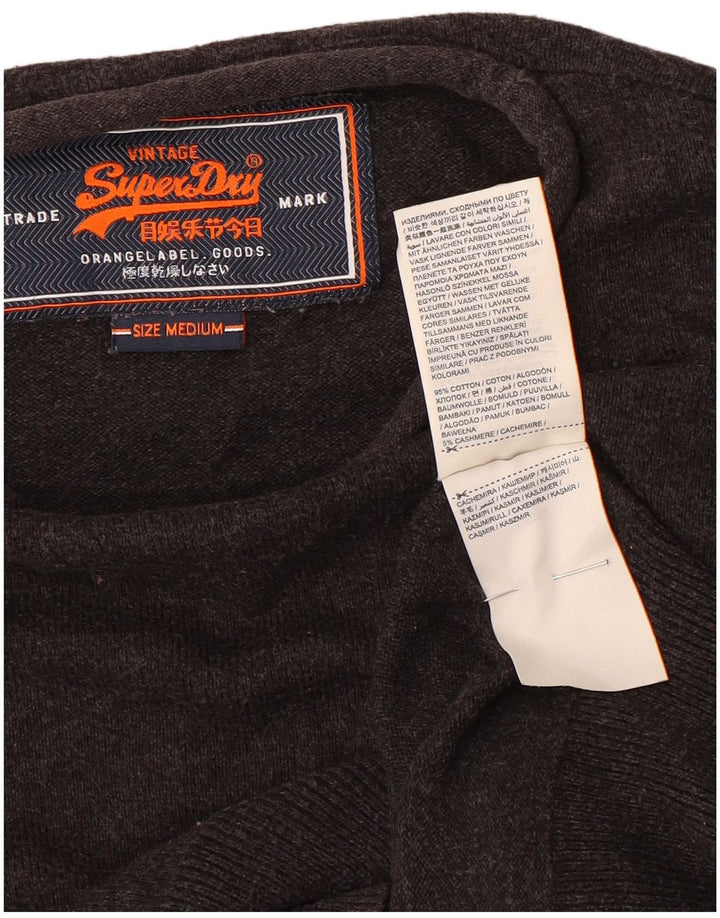 Superdry Pull Col Bateau Homme Gris Moyen Coton