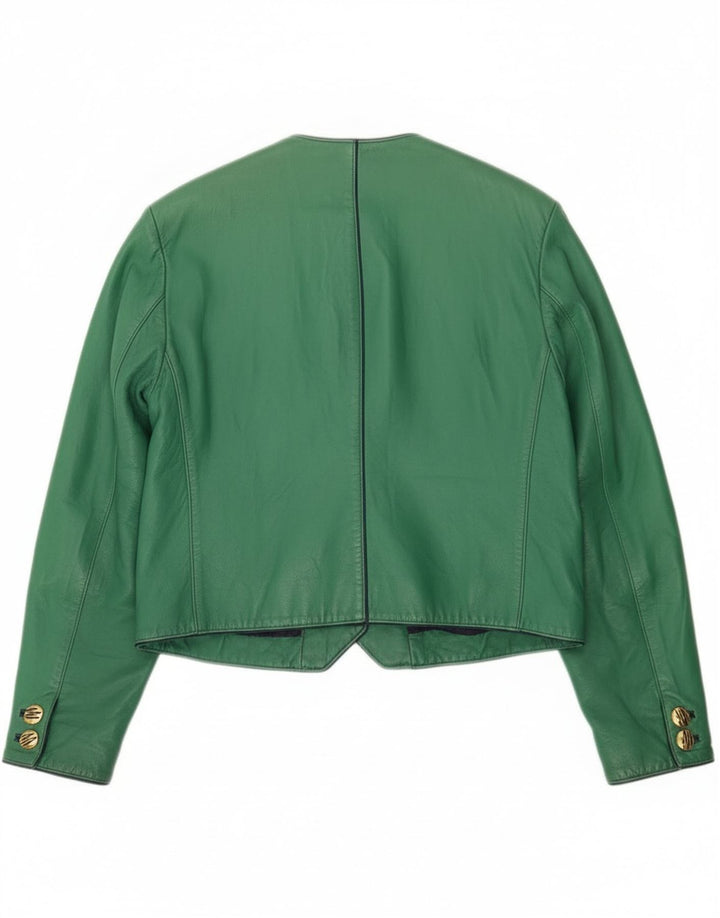 vintage Womens Crop 4 Bouton Veste EU 42 Grand Vert