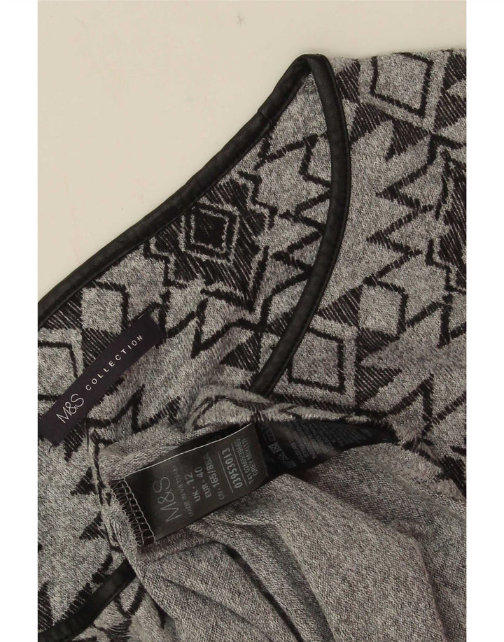 Marks & Spencer Robe tunique à manches 3/4 pour femme UK 12 Gris moyen géométrique