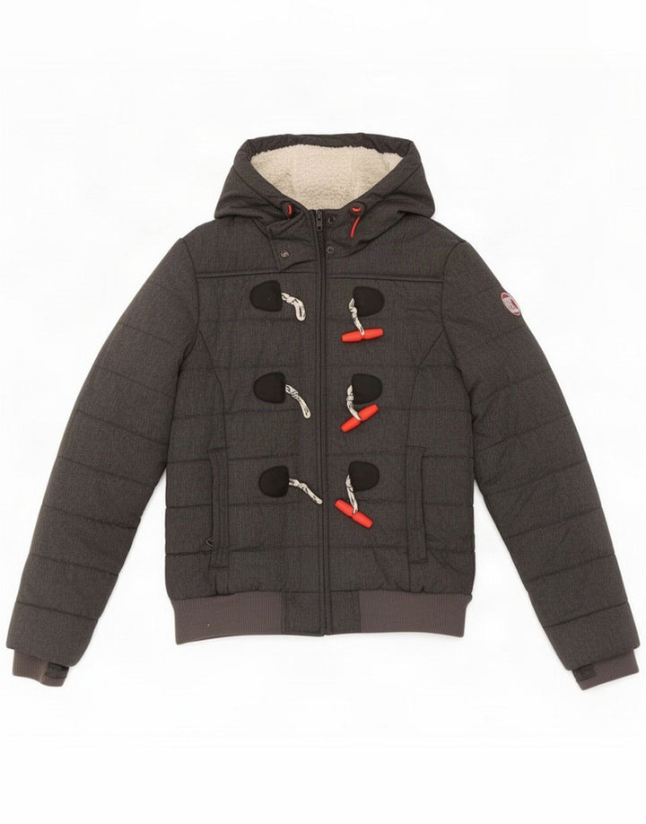 Superdry Veste matelassée à capuche pour femme UK 10 Small Gris Polyester