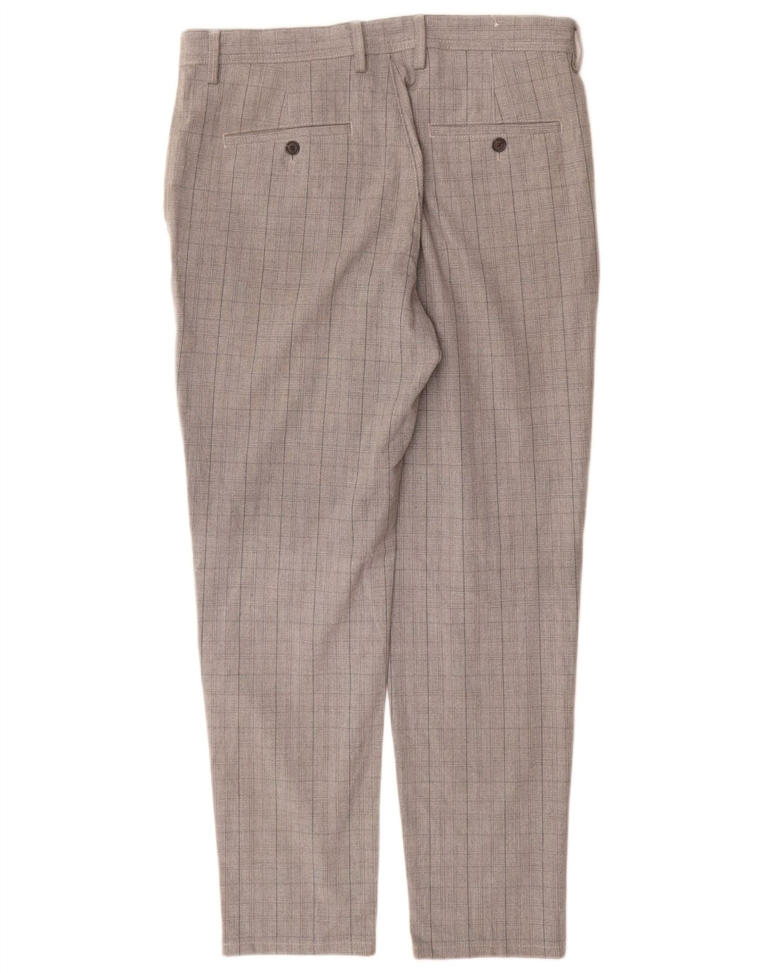 Zara Pantalon Chino Slim Homme EU 42 Large W32 L30 Gris Carreaux Polyester