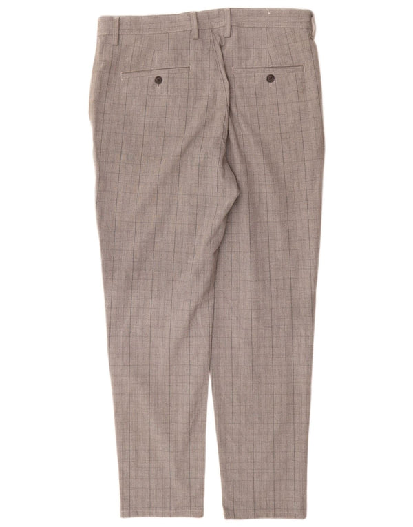 Zara Pantalon Chino Slim Homme EU 42 Large W32 L30 Gris Carreaux Polyester
