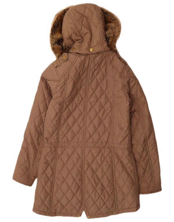 BARBOUR Manteau matelassé à capuche pour femme UK 8 Petit Polyester Beige