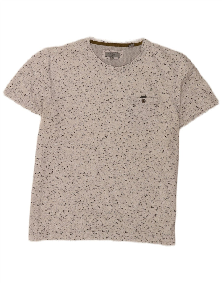 Ted Baker T-Shirt Homme Taille 5 XL Blanc Moucheté Coton
