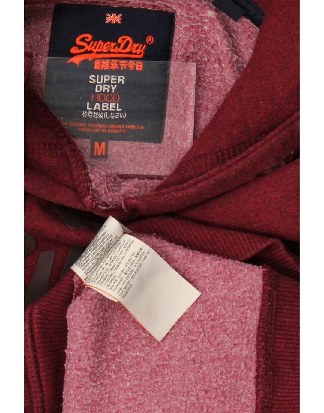SUPERDRY Pull à capuche graphique pour homme en coton bordeaux moyen