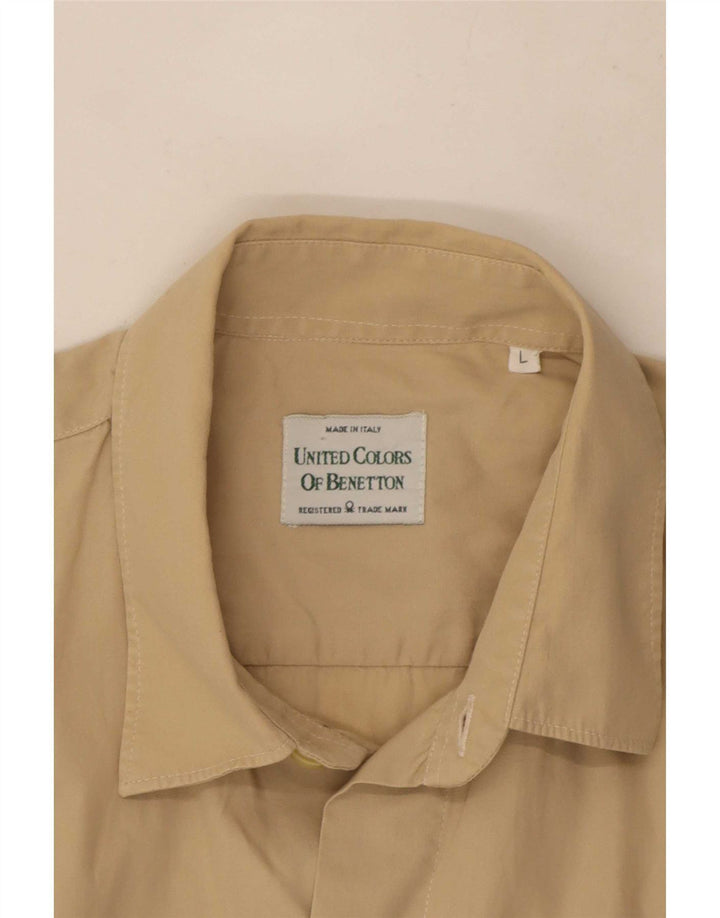 Benetton Chemise À Manches Courtes Homme Large Beige