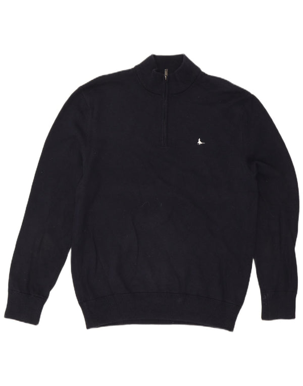 Jack Wills Pull à col zippé pour homme en coton bleu marine Taille L