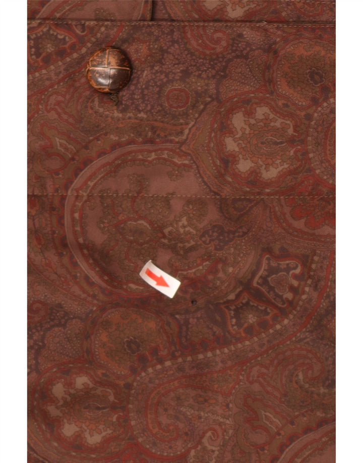 vintage Femmes À Capuchon Surdimensionné Pardessus EU 42 Grande Laine Paisley Brune