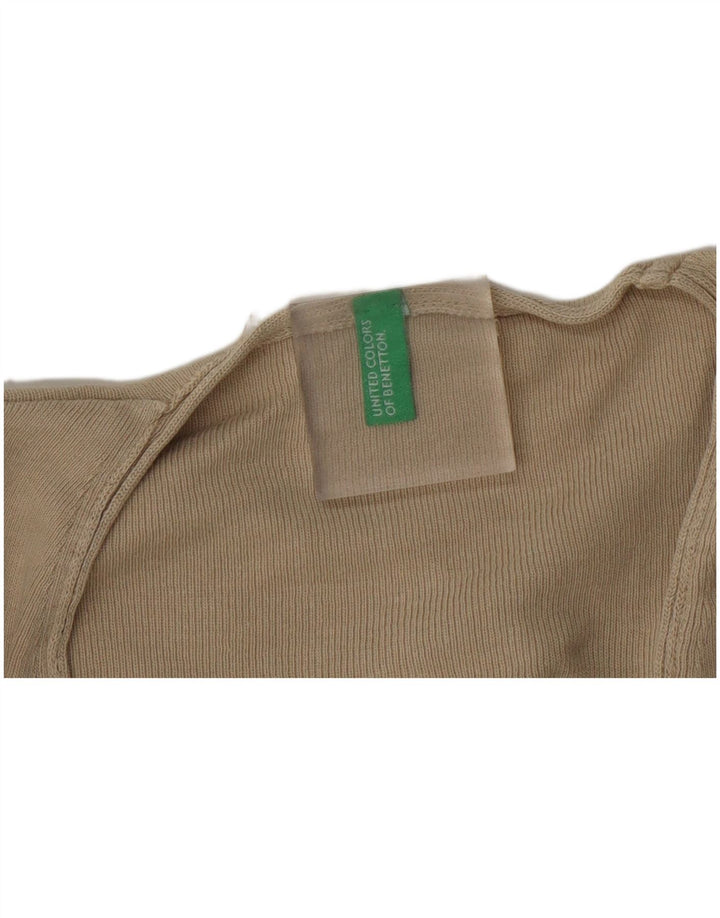 Benetton Pull col V pour femme UK 8 Small Beige