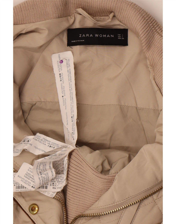 Zara Veste matelassée pour femme UK 14 Large Beige Polyester