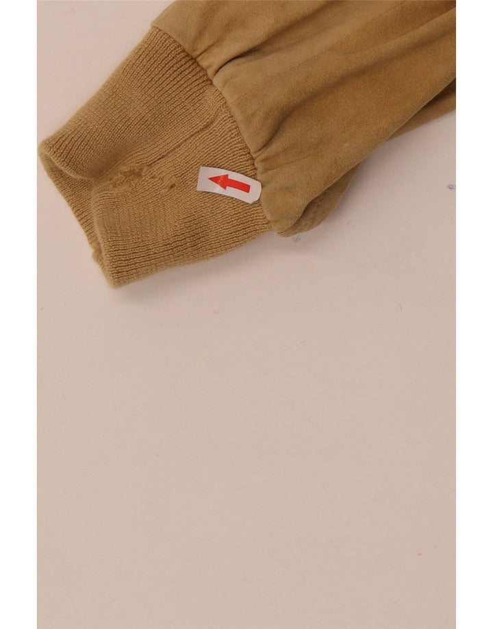 vintage Mens Suede Bomber Jacket UK 38 Beige Moyen