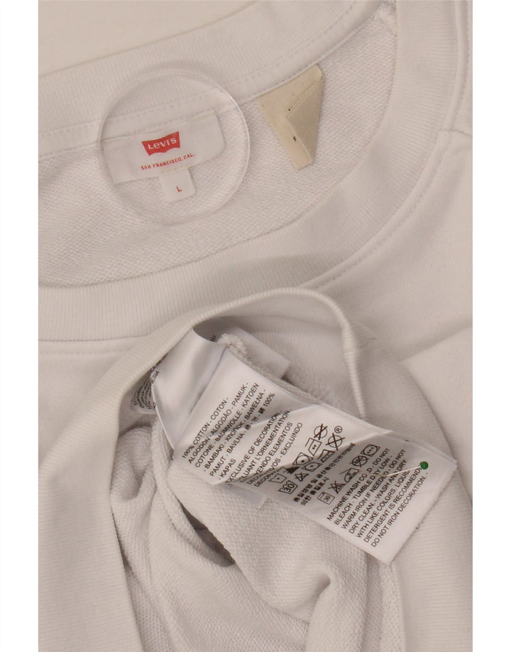 LEVI'S Sweat-shirt graphique surdimensionné pour femme UK 16 Grand coton blanc