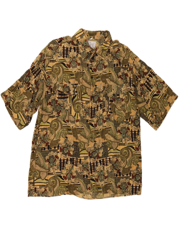 Chemise à manches courtes vintage pour hommes 2XL Kaki Paisley