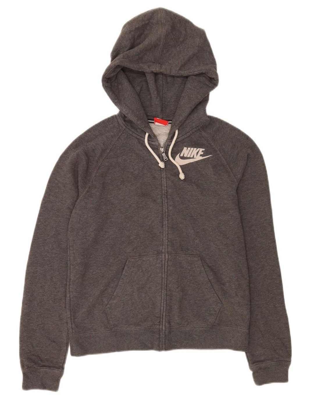Nike Pull à capuche zippé pour femme UK 14 Coton gris moyen