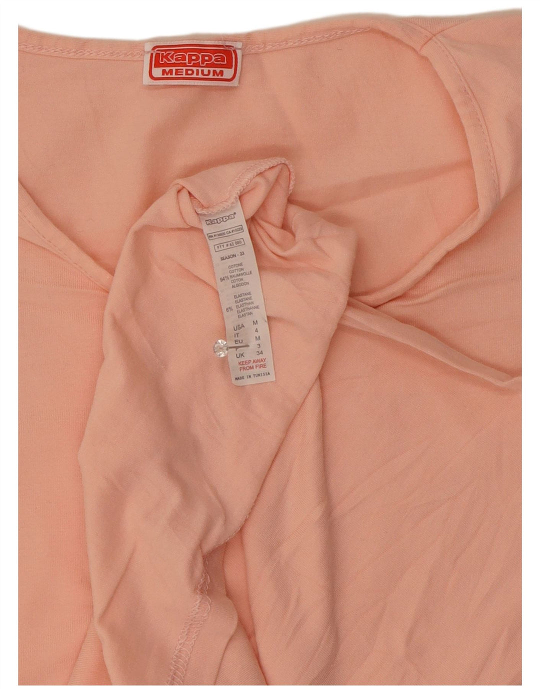 Kappa T-Shirt Femme Top UK 12 Rose Moyen Coton