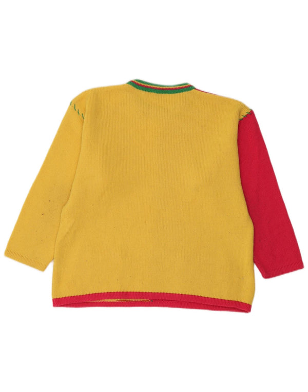Brummell Pull à col rond pour femme UK 12 Jaune moyen Colourblock