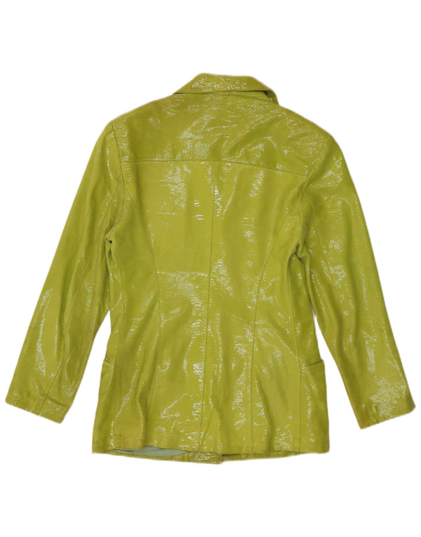 vintage Femme 3 Bouton Blazer Veste IT 40 Petit Imprimé Animal Vert