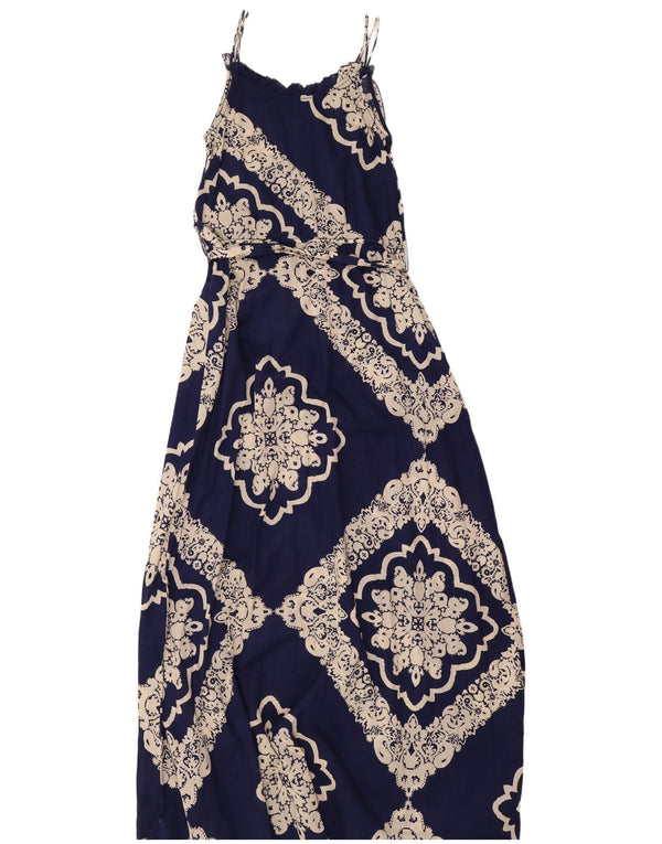 Tommy Hilfiger Robe longue à volants pour femme UK 12 Bleu marine moyen Paisley