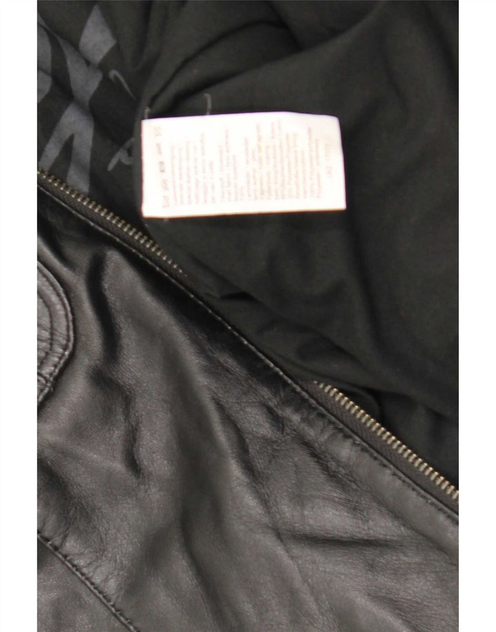 veste de course en cuir militaire femme vintage UK 12 cuir noir moyen