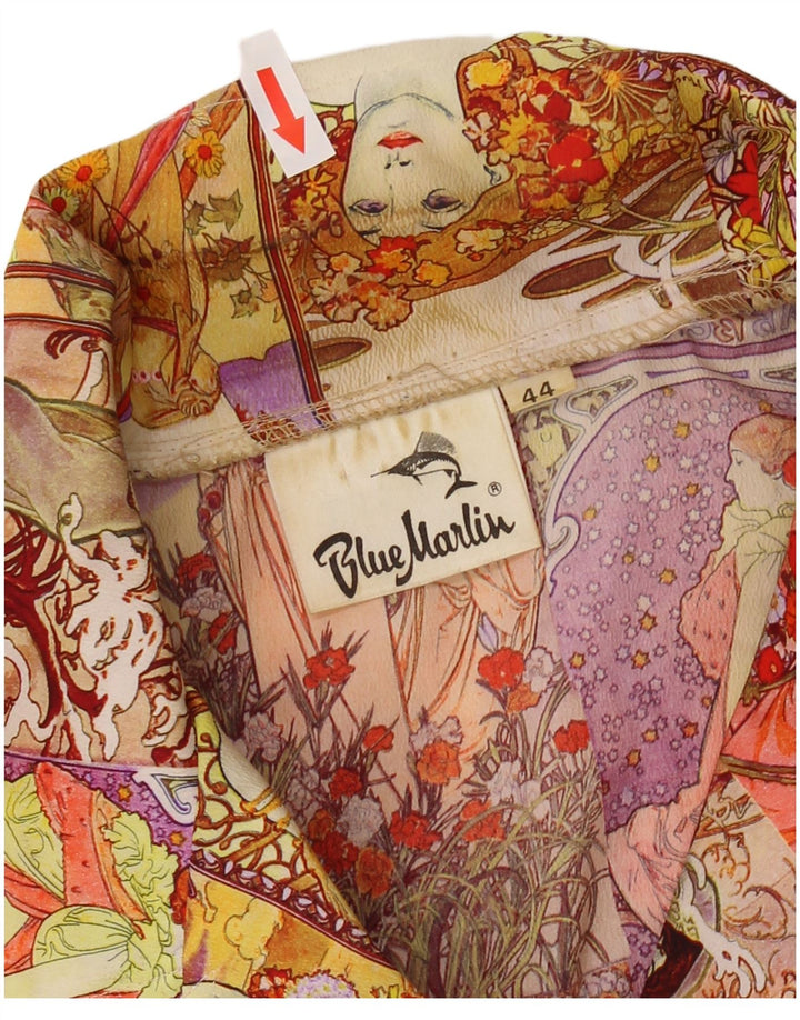 VINTAGE Veste Blazer Graphique 4 Boutons Femme IT 44 Moyen Multicolore