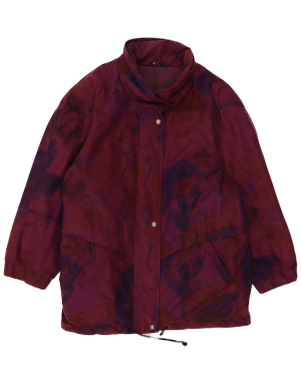 Veste coupe-vent femme vintage UK 18 XL Bordeaux Floral Polyester