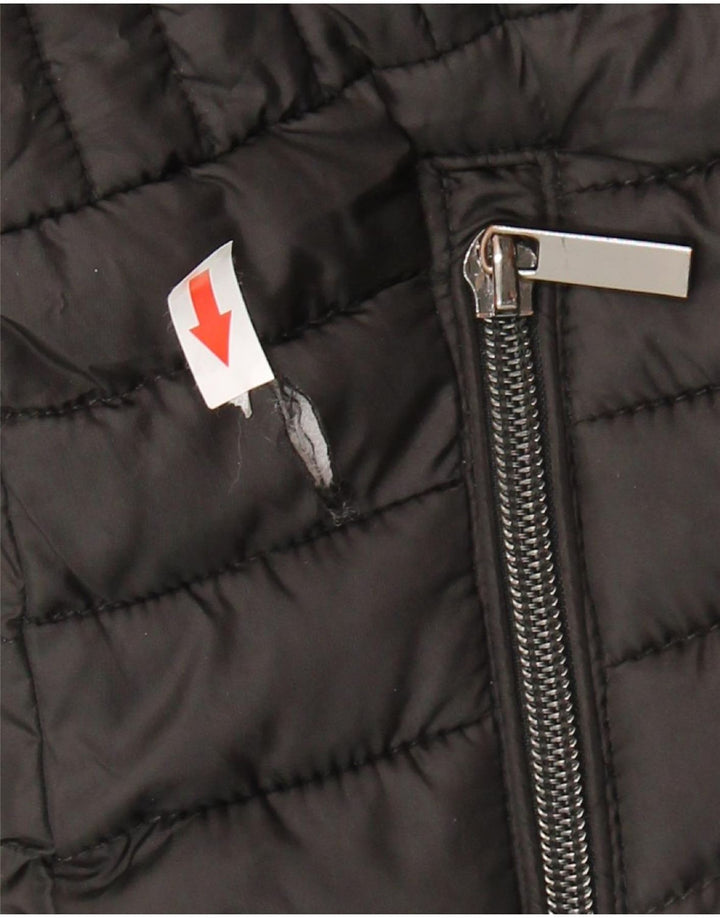 Zara Veste matelassée à capuche pour femme UK 10 Small Noir Polyester